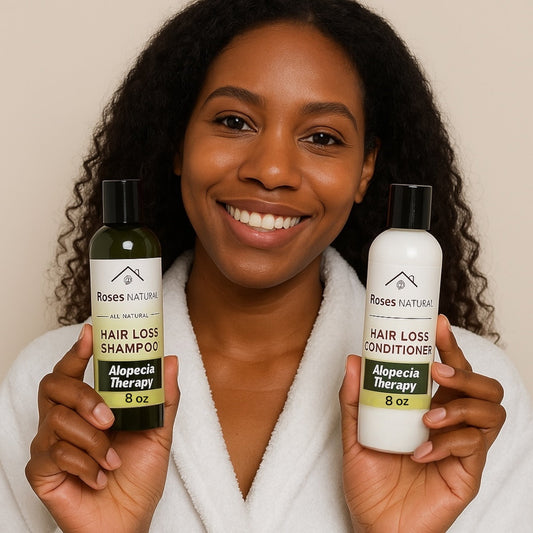 An image of Roses Natural Hair Loss Shampoo & Conditioner Set – Alopecia Therapy Formula