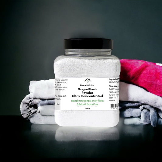 A pack of Roses Natural Oxygen Bleach with eco-friendly, chlorine-free cleaning power for brightening clothes and removing stains.