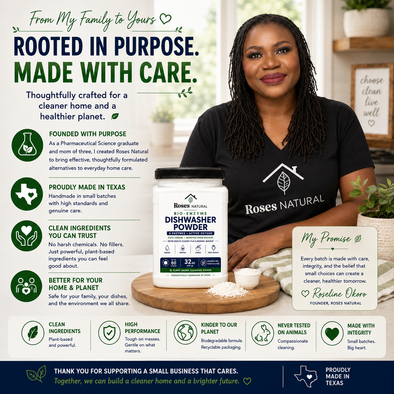 Roses Natural Bio-Enzyme Dishwasher Powder