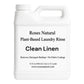 White bottle of Roses Natural Plant-Based Laundry Rinse with 'Clean Linen' scent on a white background