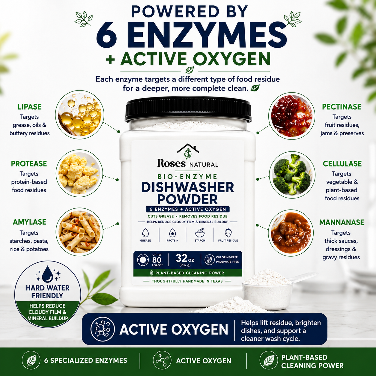 Roses Natural Bio-Enzyme Dishwasher Powder