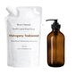 Brown refillable liquid hand soap bottle with white packaging labeled 'Roses Natural' on a white background. Mahogany Teakwood