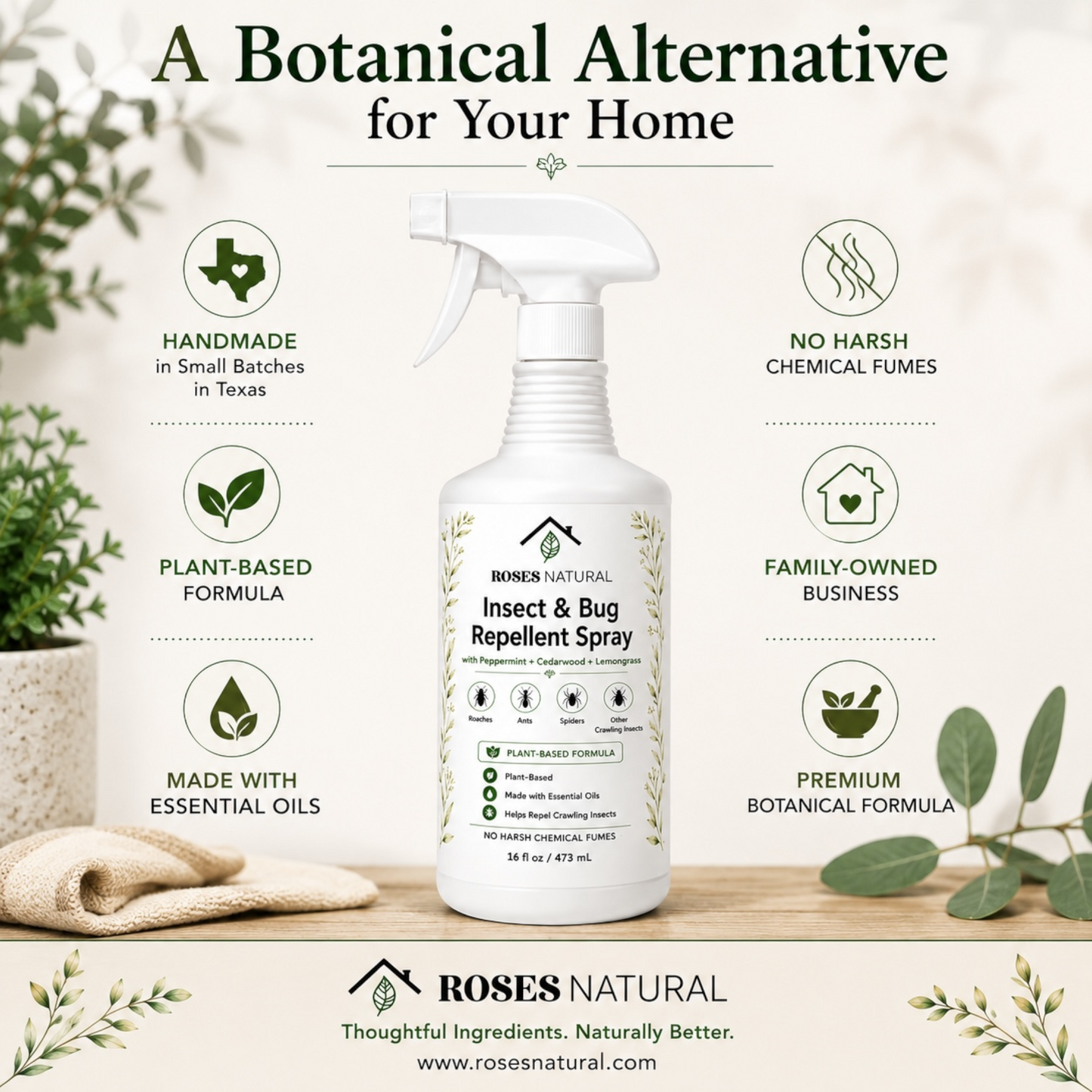 Roses Natural Plant-Based Insect & Bug Repellent Spray