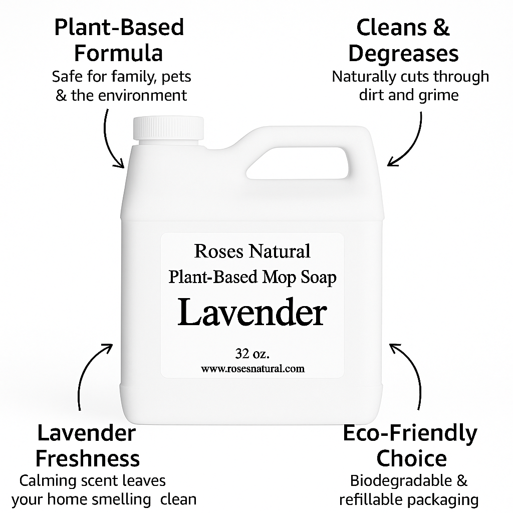 Roses Natural Plant-Based Mop Soap | Non-Toxic Floor Cleaner (32 oz)