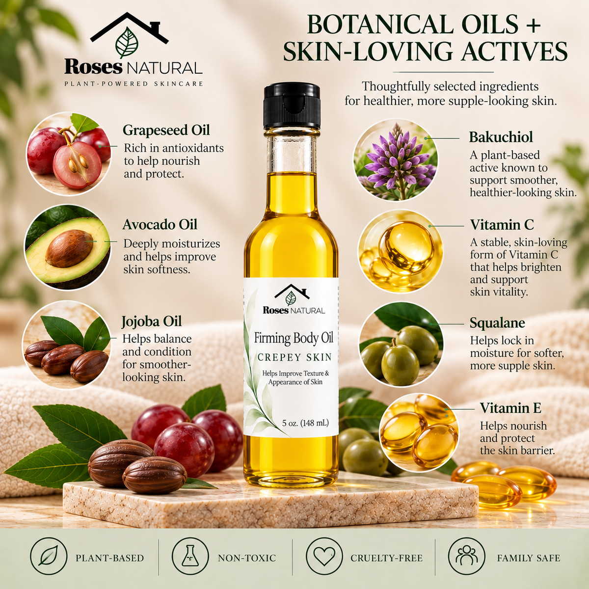 Natural Firming Body Oil - Crepey Skin