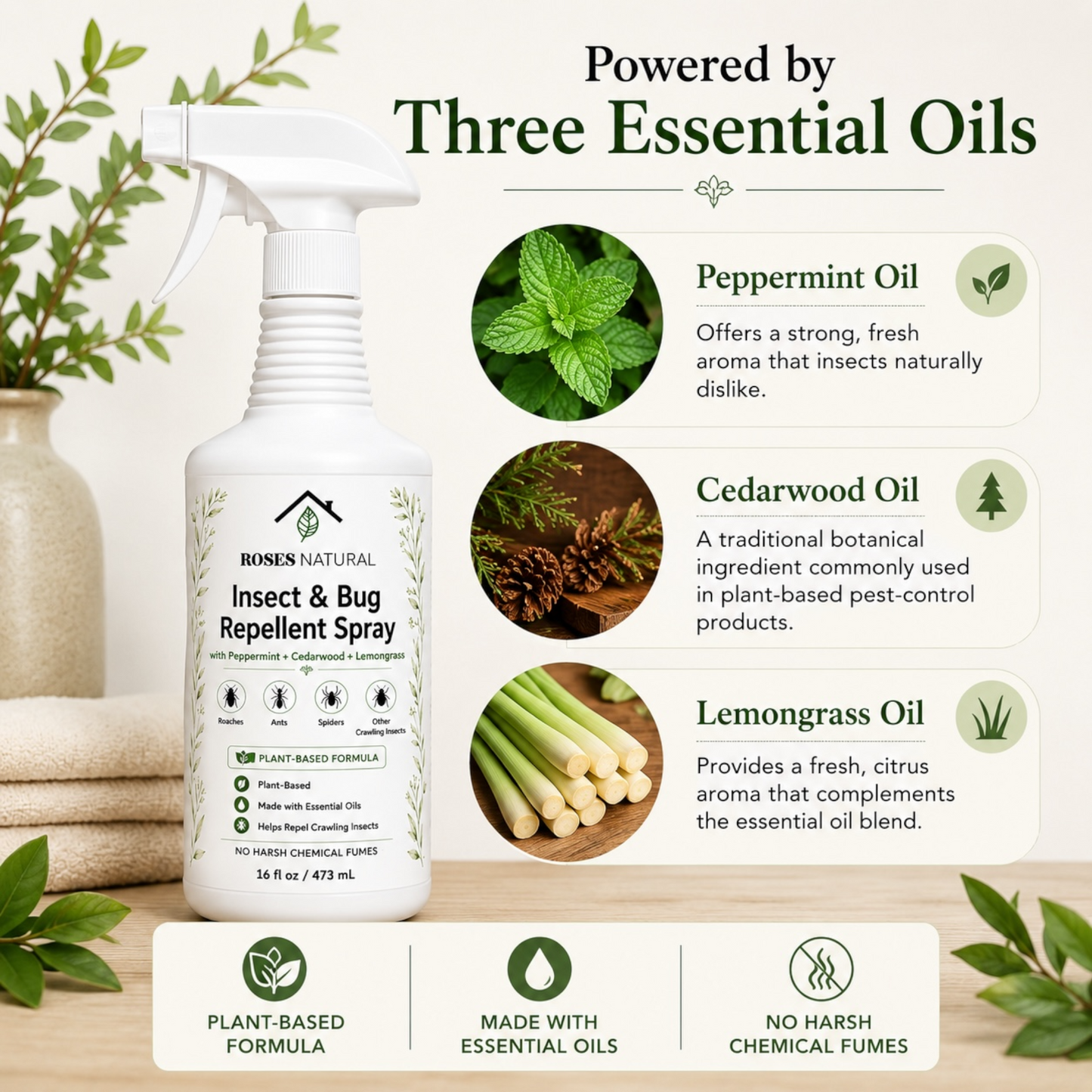 Roses Natural Plant-Based Insect & Bug Repellent Spray