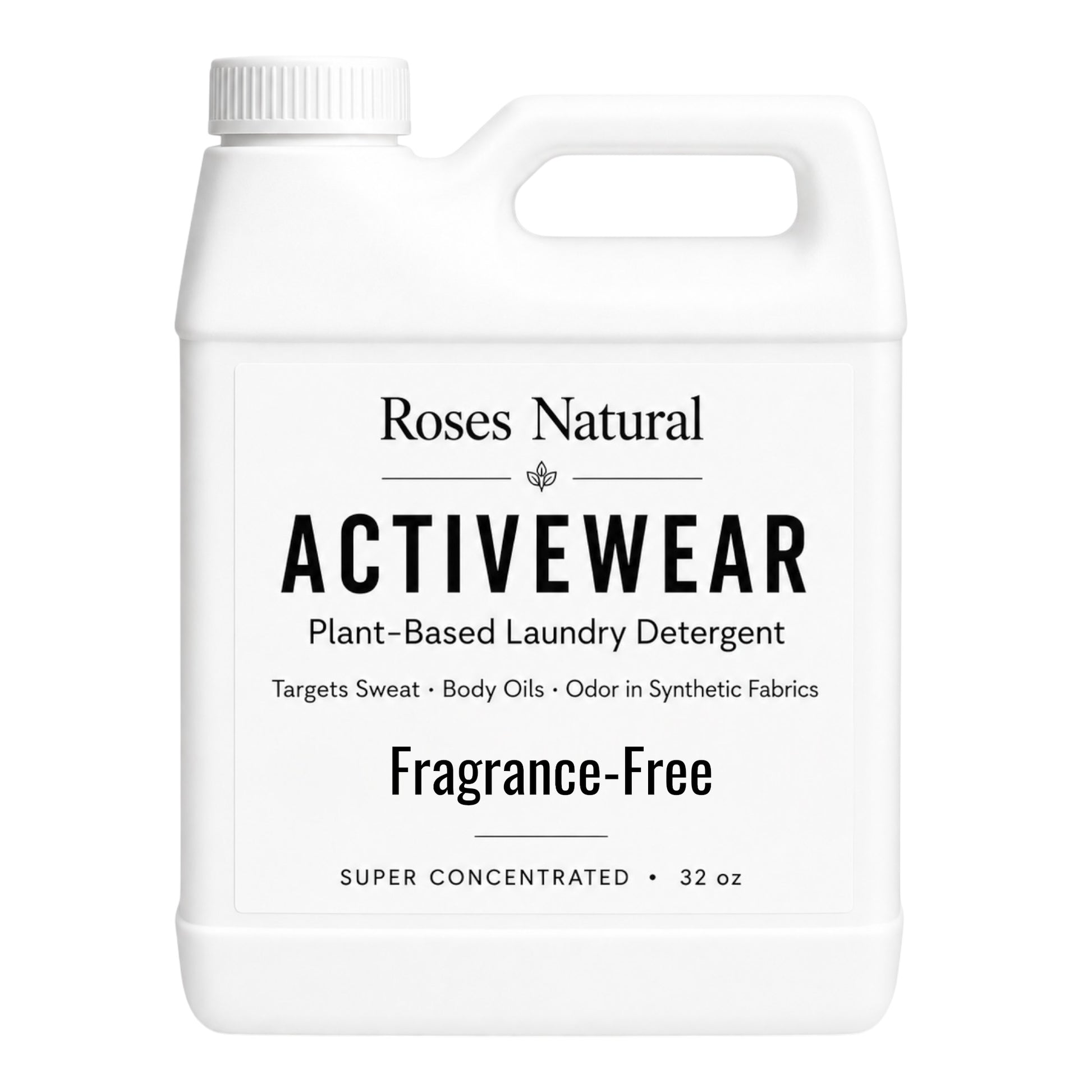 Roses Natural Activewear laundry detergent bottle on a white background Fragrance Free 