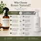 Comparison chart between Roses Natural air freshener and other brands on a neutral background.