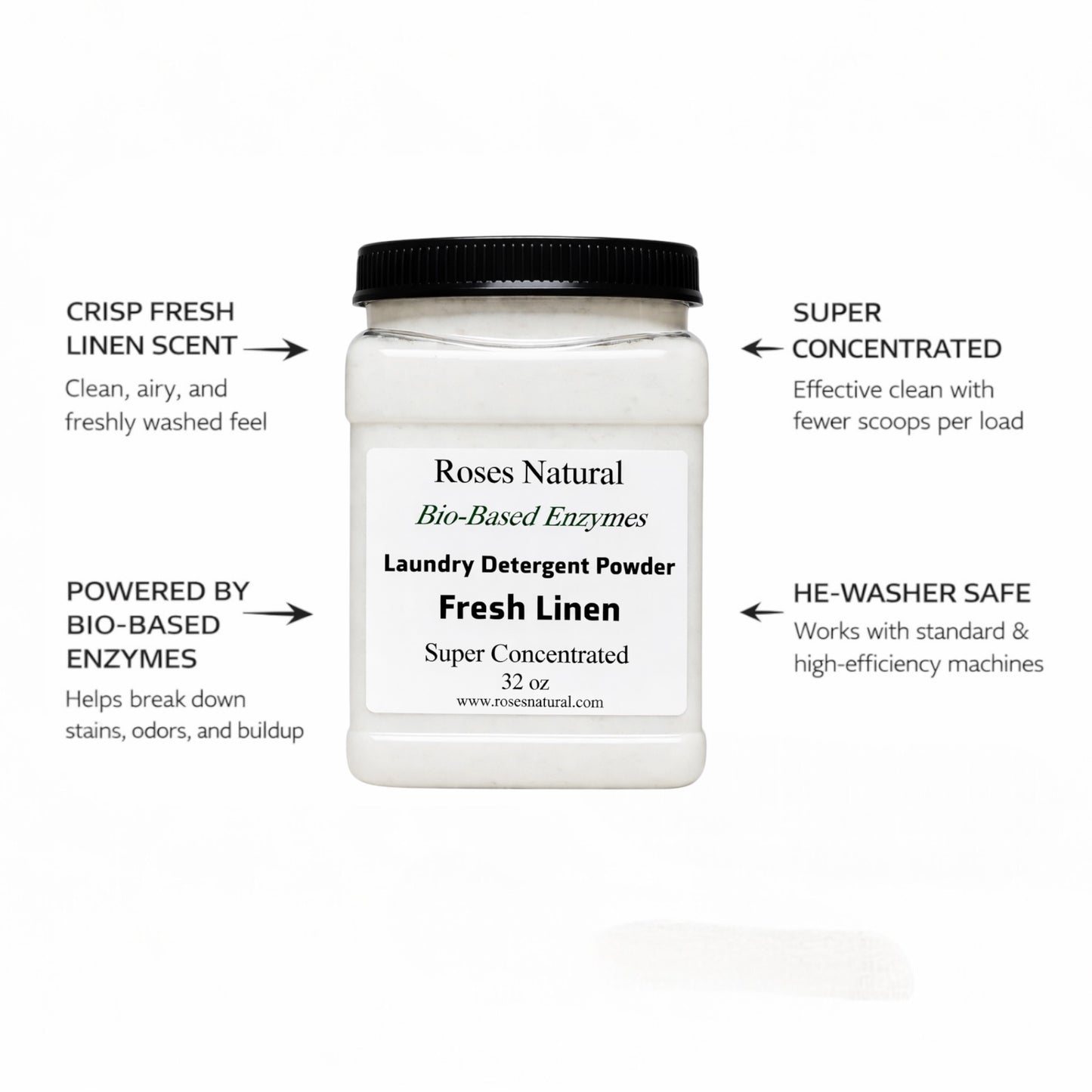 Roses Natural Bio-Based Enzymes Laundry Detergent (Powder)