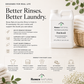 Roses Natural laundry rinse bottle with product details on a light background