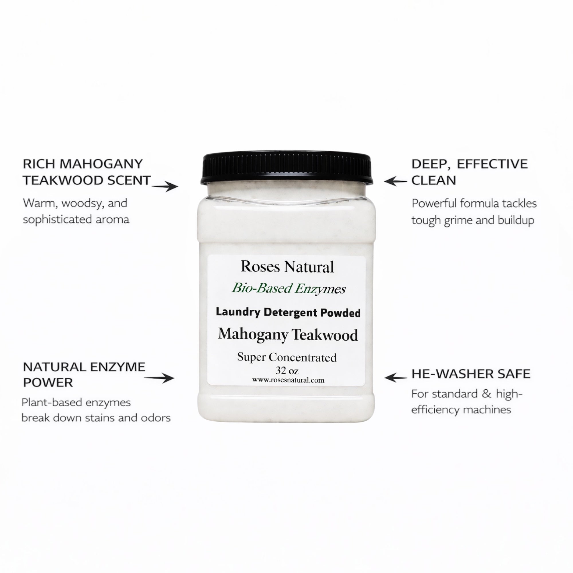 Roses Natural Bio-Based Enzymes Laundry Detergent Powder