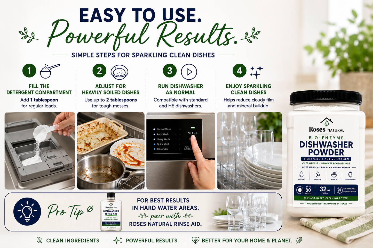 Roses Natural Bio-Enzyme Dishwasher Powder