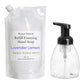 Roses Natural Refillable foam hand soap system with pump bottle and lavender lemon refill pouch on a white background