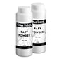 Two bottles of Oma Baby baby powder on a white background