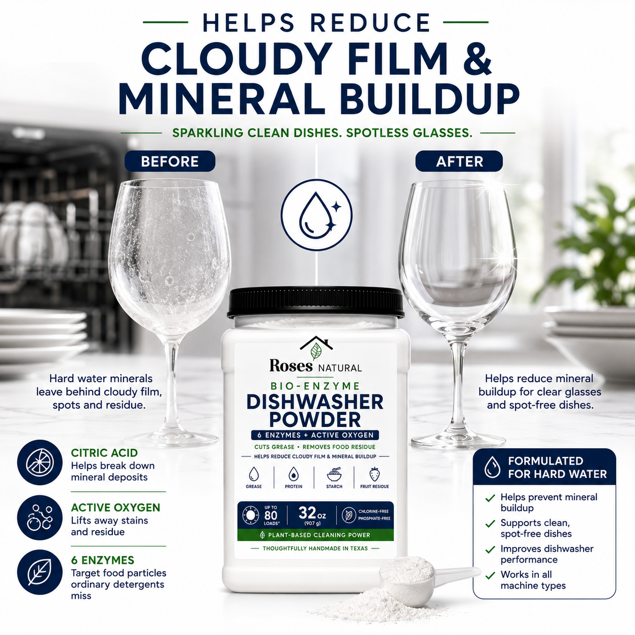Roses Natural Bio-Enzyme Dishwasher Powder