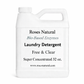 White laundry detergent container with text on a white background Roses Natural Free & Clear