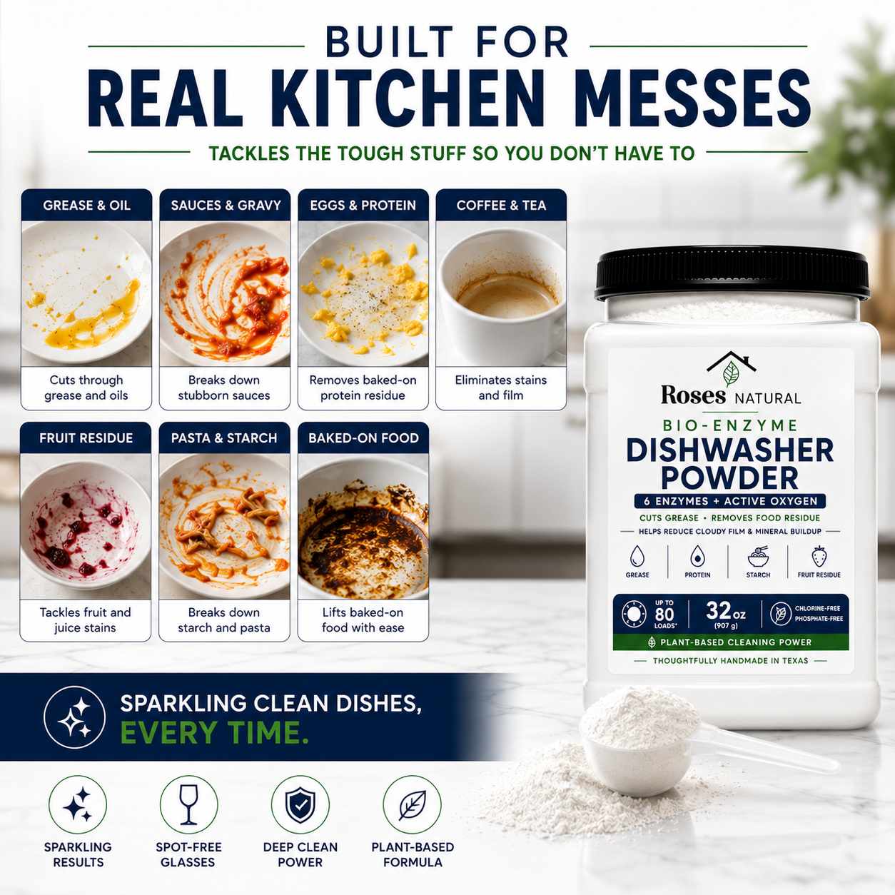 Roses Natural Bio-Enzyme Dishwasher Powder