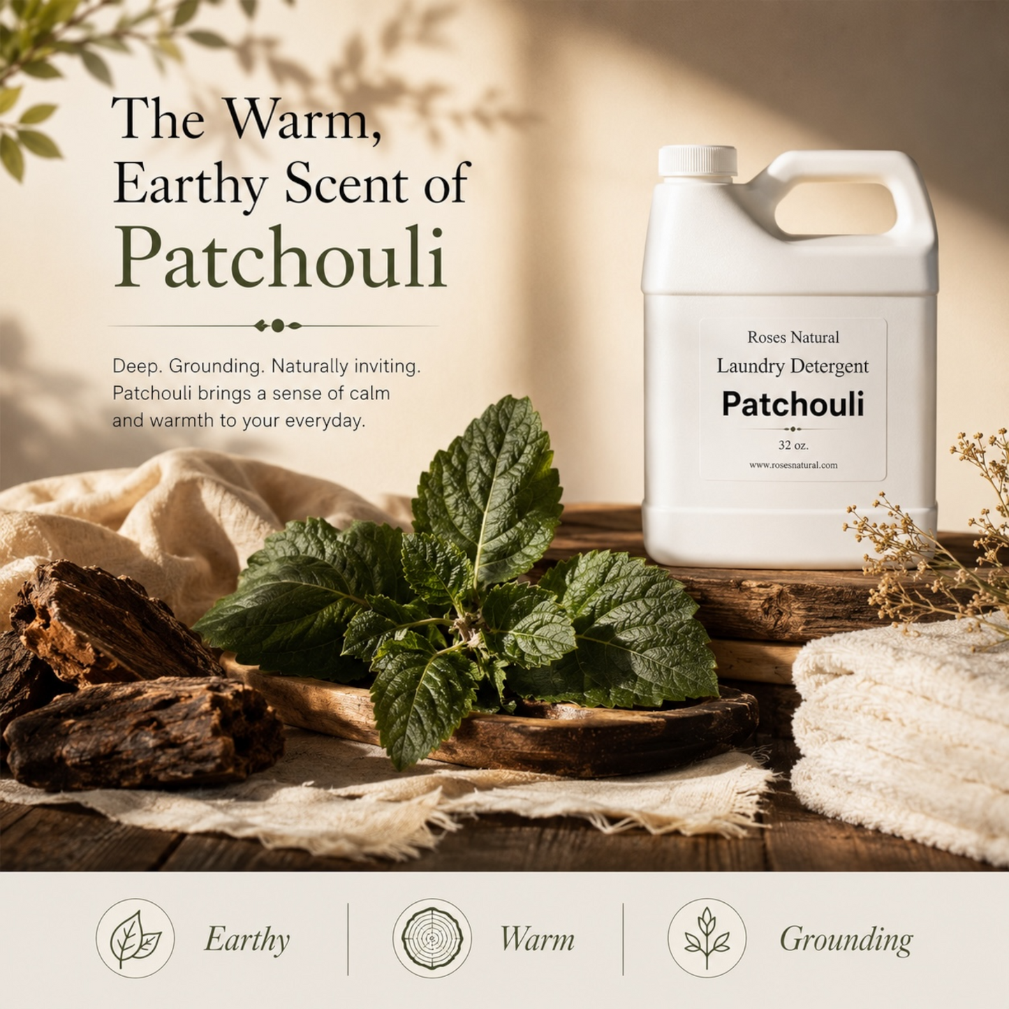 Roses Natural Patchouli Laundry Detergent | Plant-Based • HE Compatible