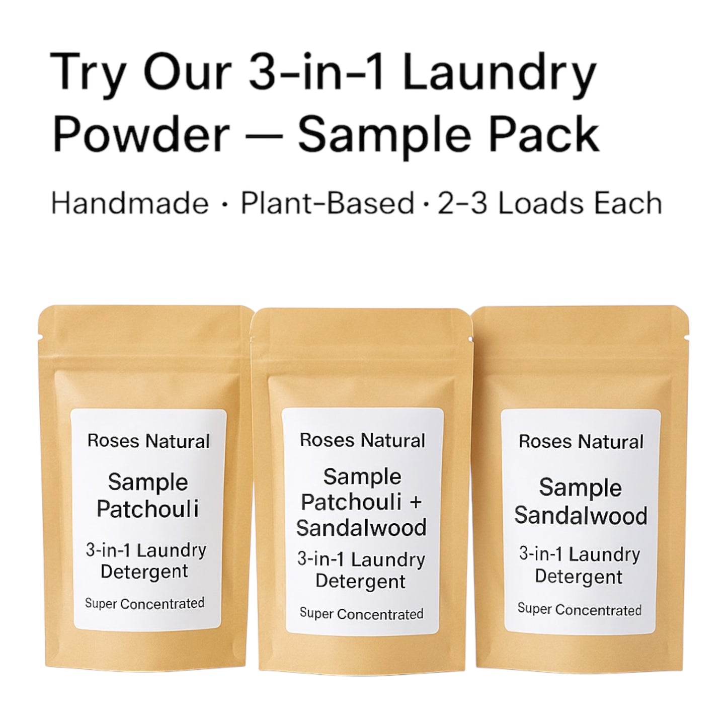 Roses Natural 3-in-1 Laundry Powder Sample Packs