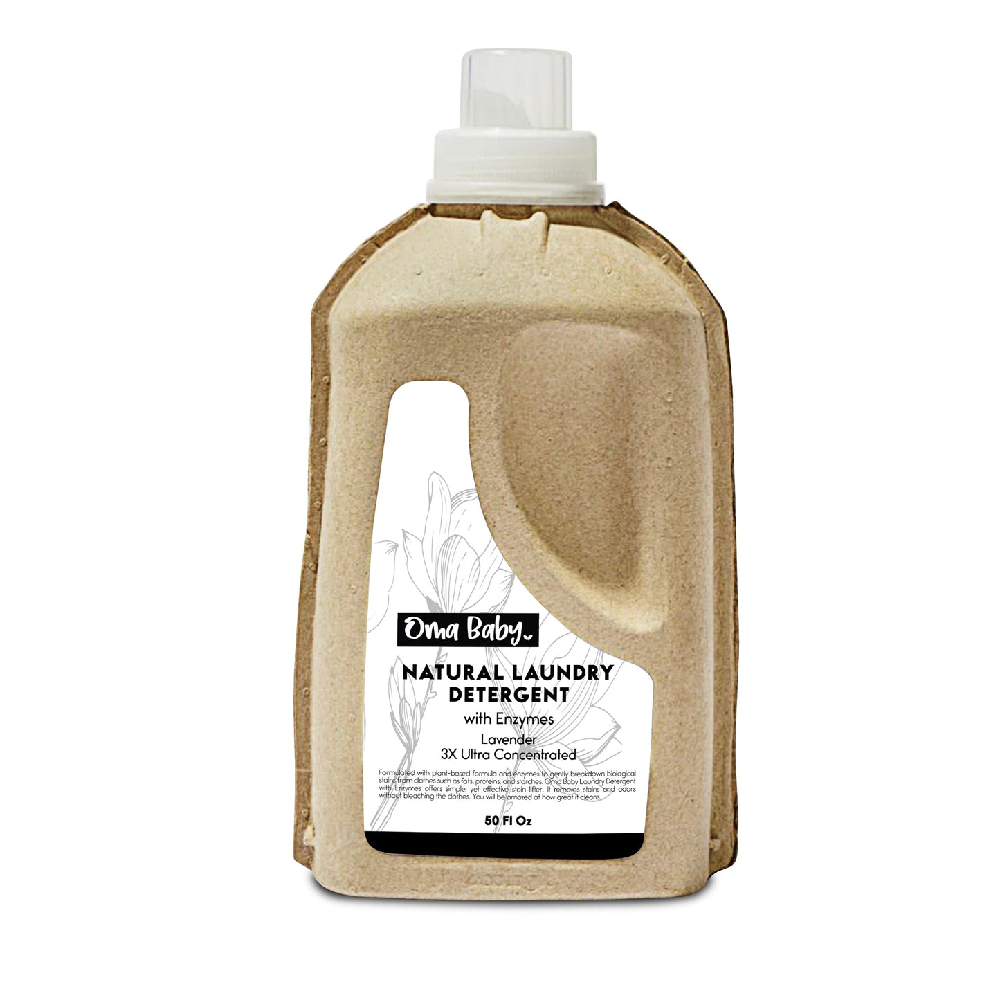 Oma Baby natural laundry detergent bottle on a white background