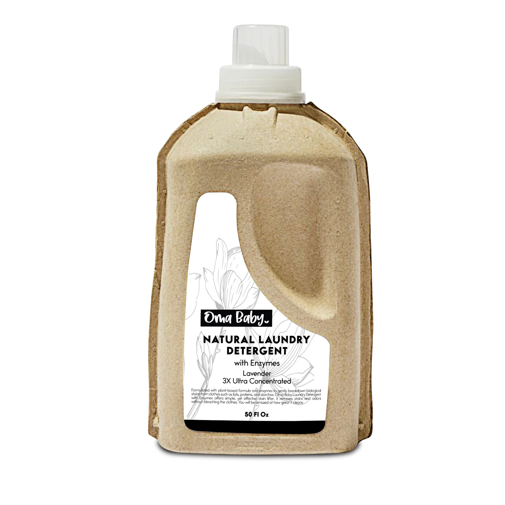 Oma Baby natural laundry detergent bottle on a white background