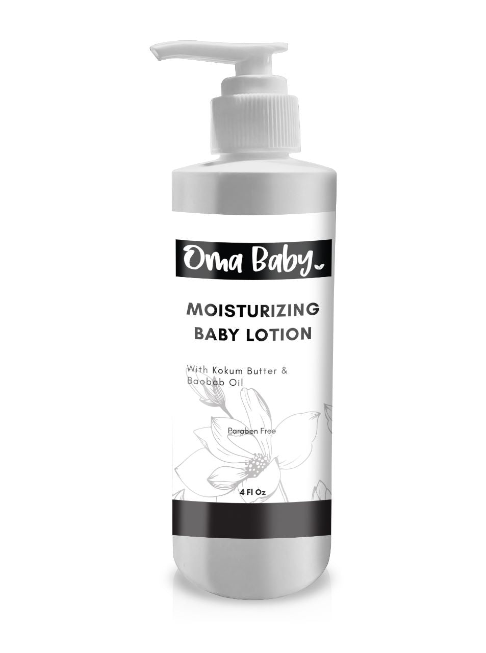 Oma Baby moisturizing baby lotion bottle on a white background